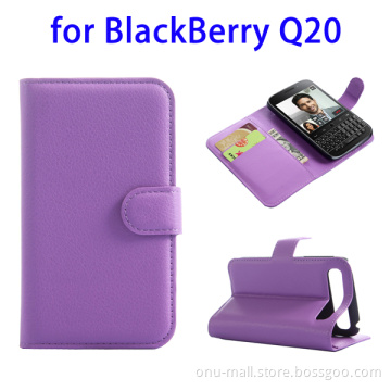2015 New Products with Card Slots Leather for BlackBerry Q20 Phone Case